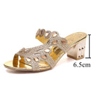 Lucyever Women Summer Slipper Sandals Fashion Hgih Heels Open Toe Crystal Sandals Ladies Rhinestone Bohemia Beach Flip Flops