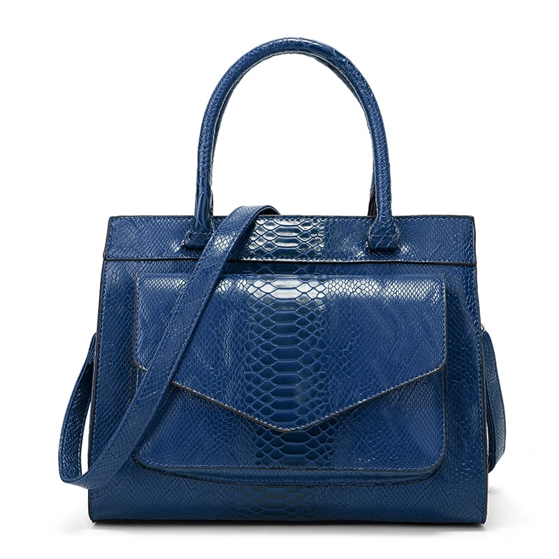 Neue Mode-Frauen-Tasche Luxe cuir Serpentine Damen-Lederhandtaschen mit Beutel Damen Trunk Tote Bolsos Damen-Umhängetasche