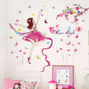 [shijuekongjian] Stars Coulds Hangings Wall Stickers DIY Girl Dancer Mural Decals for Kids Rooms Baby Bedroom Home Decoration