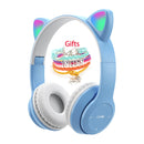 Auriculares inalámbricos Oreja de Gato con micrófono Blue-tooth Glow Light Stereo Bass Cascos Niños Gamer Girl Regalos PC Phone Gaming Headset