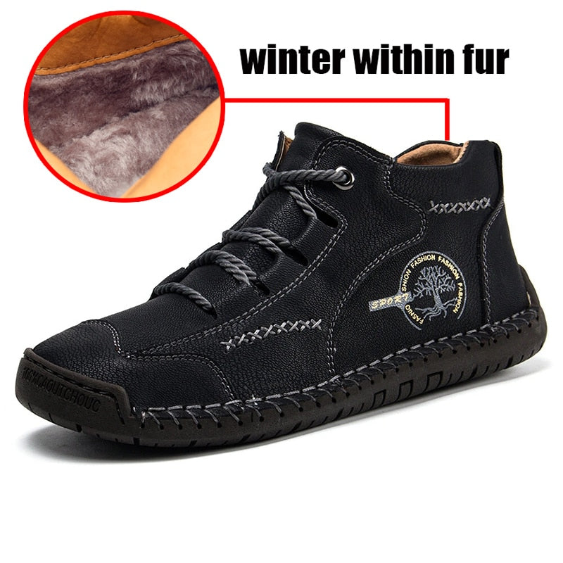 Comfortable Casual Leather Shoes Men Sneakers Leather Loafers Handmade Men Shoe Winter Breathable Flats Shoe Hot Sale Moccasins