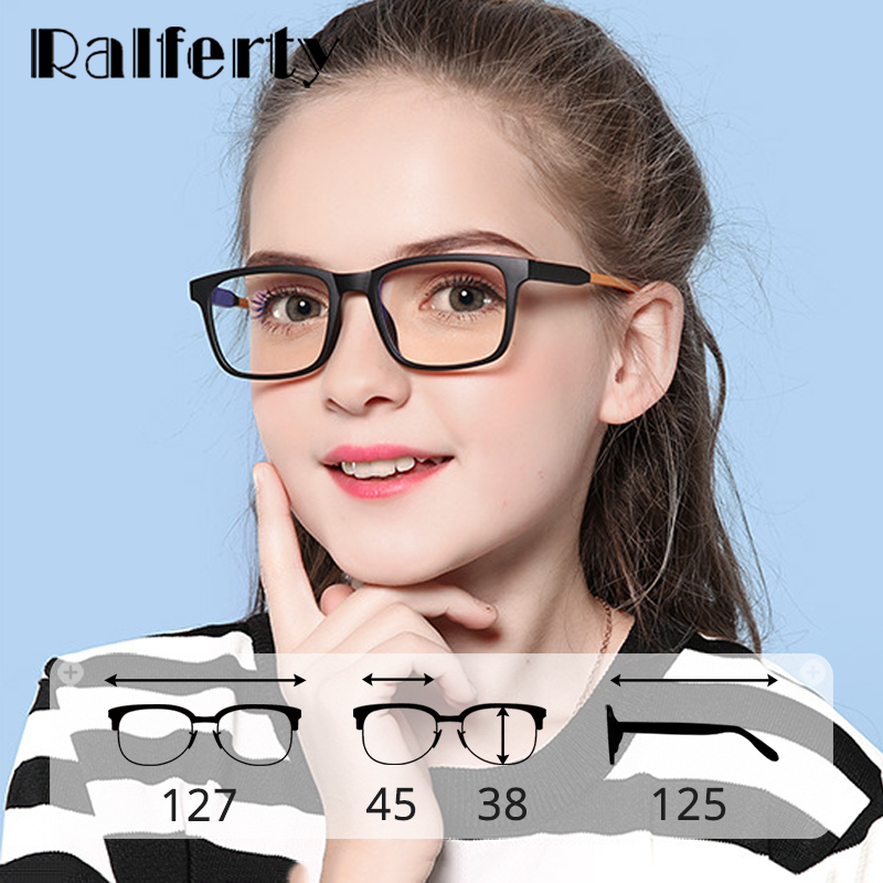 Ralferty Kids Blue Light Glasses Protective Optical Prescription Glasses Frame For Children Fashion Square TR Eyeglass Frames