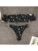 Bikini Floral con hombros descubiertos para mujer, traje de baño femenino del 2021, conjunto de Bikini de dos piezas, bañador de cintura media, traje de baño V1671