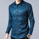 2022 marca Casual primavera lujo Plaid manga larga Slim Fit hombres camisa Streetwear Social vestido camisas hombres moda Jersey 2309