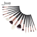 Jessup Makeup Brush set Foundation buffer shader brush 15pcs Black/Rose gold Natural-Synthetic Hair Kисти для Mакияжа