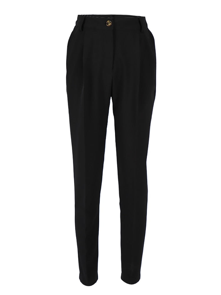 OOTN Office Lady High Waist Khaki Pants Women 2022 Autumn Fashion Casual Trousers Zipper Pocket Solid Female Brown Pencil Pants