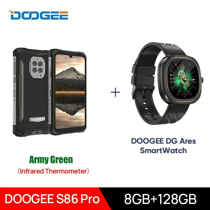 DOOGEE S86 Pro Teléfono inteligente resistente 8GB + 128GB Termómetro infrarrojo Teléfono móvil S86 Smartphone HelioP60 Octa Core 8500mAh