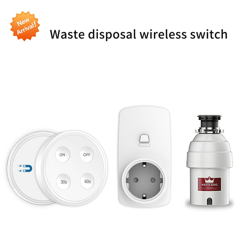 Kitchen Food Garbage Disposal Waste Grinder remote control Wireless Switch Timer EU KR Plug 16A air switch replace No Pipe