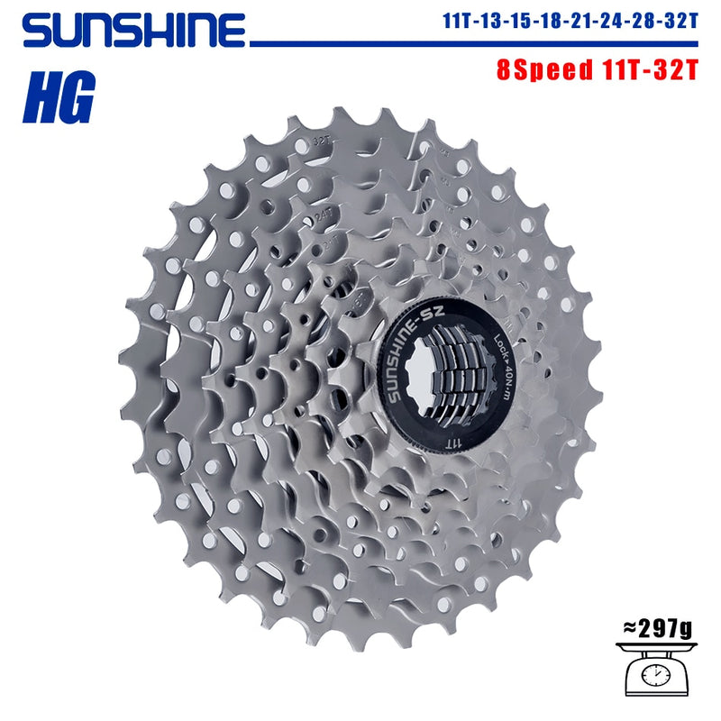 SUNSHINE Bicycle Cassette 8/9/10/11/12Speed Freewheel 32/36T/40T/42T/46T/50T/52T Sprocket HG Structure Flywheel For SHIMANO/SRAM