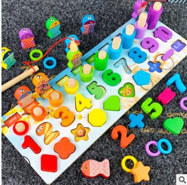 Juguetes de madera Montessori para niños, tablero Montessori, juguetes Montessori de pesca de matemáticas, juguetes educativos de madera para bebés de 1, 2 y 3 años