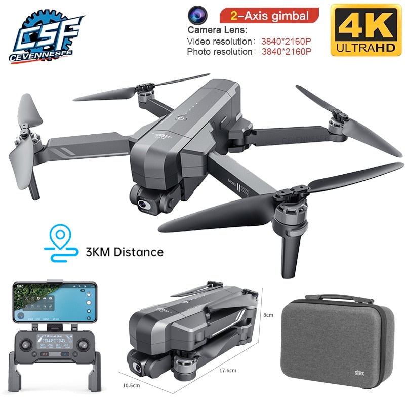 CSF F11S Pro Drone 4k Cámara Profesional 3KM WIFI GPS EIS 2 ejes Anti-Shake Gimbal FPV Sin escobillas Quadcopter RC Helicóptero Dron