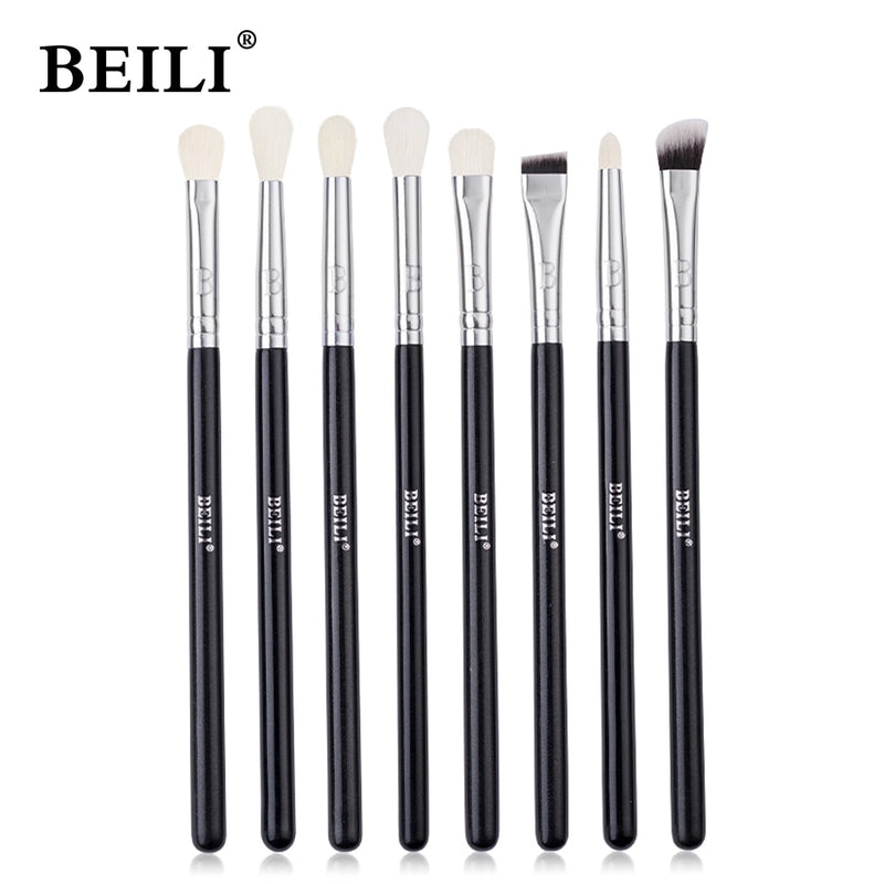 BEILI Professional 6/8pcs Classic Natural Eye Makeup Brushes Set Eyeshadow Eyebrow Blending Smokey Black Beauty Make up Brushes