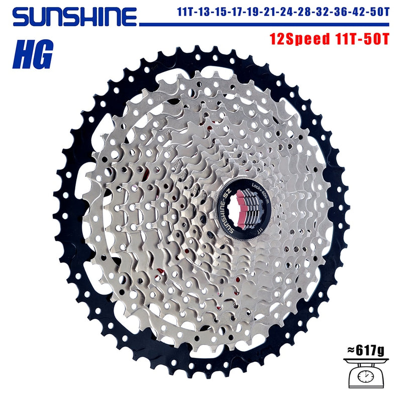 Cassette de bicicleta SUNSHINE, rueda libre de 8/9/10/11/12 velocidades, 32/36T/40T/42T/46T/50T/52T, rueda dentada de estructura HG para SHIMANO/SRAM