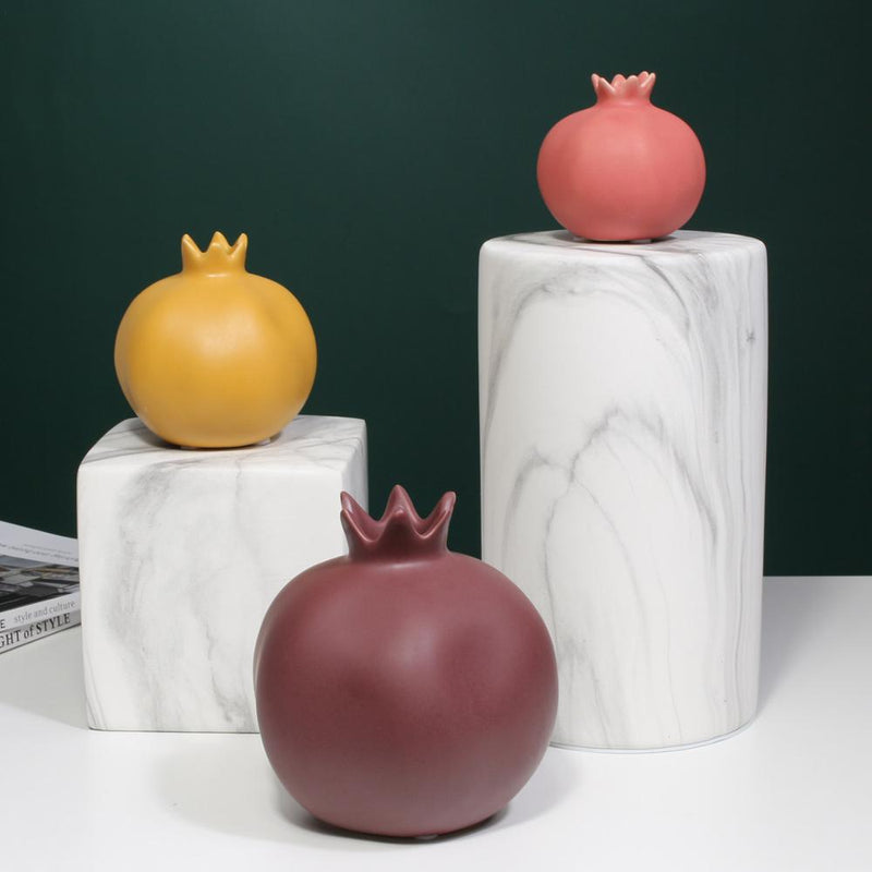 Kreative nordische Granatapfel-Keramikfiguren feste matte Farbe Wohnzimmer-Dekor-Wandregal-Dekoration bastelt Schlafzimmer-Blumentopf