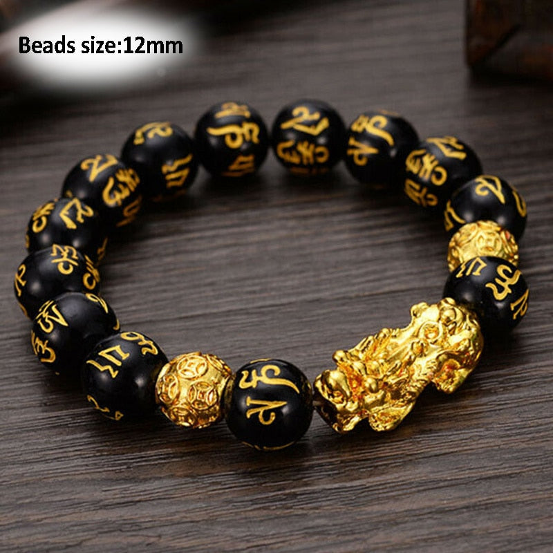 Wealth and Good Luck Chinese Fengshui Pixiu Bracelet Unisex  Wristband Men Women Bracelets Obsidian Beads Bracelet Jewelry Gift