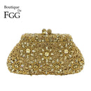 Boutique De FGG flor corona Minaudiere embrague plata cristal noche bolso mujer fiesta graduación bolso nupcial embragues boda monedero