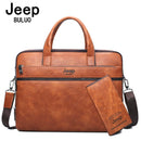 Maletín para hombre JEEP BULUO, bolsos para ordenador portátil de 13,3 ", bolso de hombro de negocios para hombre, bolsos de mano de cuero de alta calidad para oficina, negro