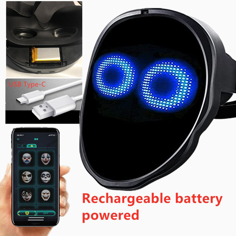 Bluetooth RGB Light Up LED Maske DIY Bild Animation Text Halloween Weihnachten Karneval Kostüm Party Spiel Kindermasken Deko GESCHENK