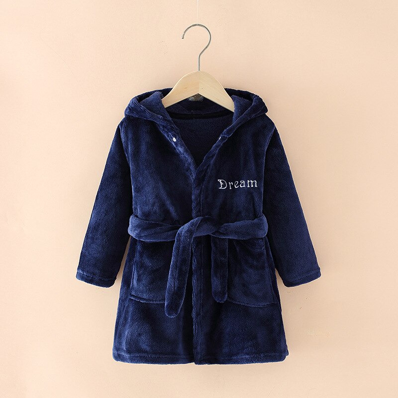 Kids Robes Winter Warm Robe For Boys Girls Child Bathrobe Fleece Bath Robe Children 2 to 8 Years Sleep Wear