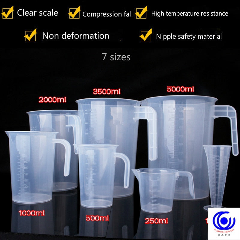 Gobelet de Mesure en Plastique Épais Transparent, de Qualité Alimentaire, pour Thé au Lait, 100/250/500/1000/2000/3500/5000ml, Nouveauté