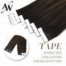 AW Tape In Human Hair Straight Extensions Black Brown Invisible Seamless None Remy Skin Weft European Natural Hair Extension
