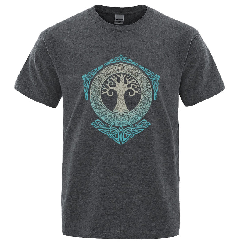 Yggdrasil T-Shirt Weltbaum Männer Tops Modemuster T-Shirt 2022 Sommer Marke T-Shirt Odin Aesir Nordische Mythologie Herren T-Shirt