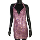 The Vesper | Rhinestone-Crystal Halter Mini Dress — Deep V Backless