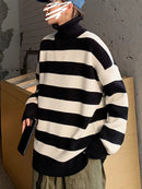 Autumn Winter Knitted Striped Sweater Women Casual Oversized Pullovers Sweaters Loose Warm Jumper Streetwear Teen Knitwear