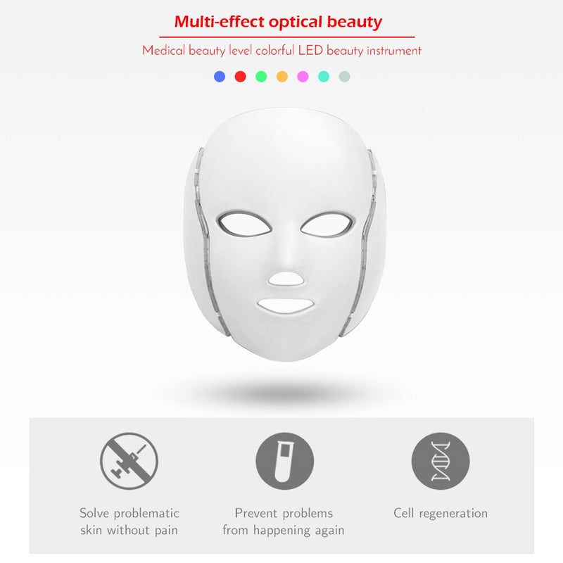 Máscara facial Led para la cara Moda Terapia de fotones Máquina de mascarilla facial Terapia de luz Máscara para el acné Cuello Belleza Máscara Led para la cara de las mujeres