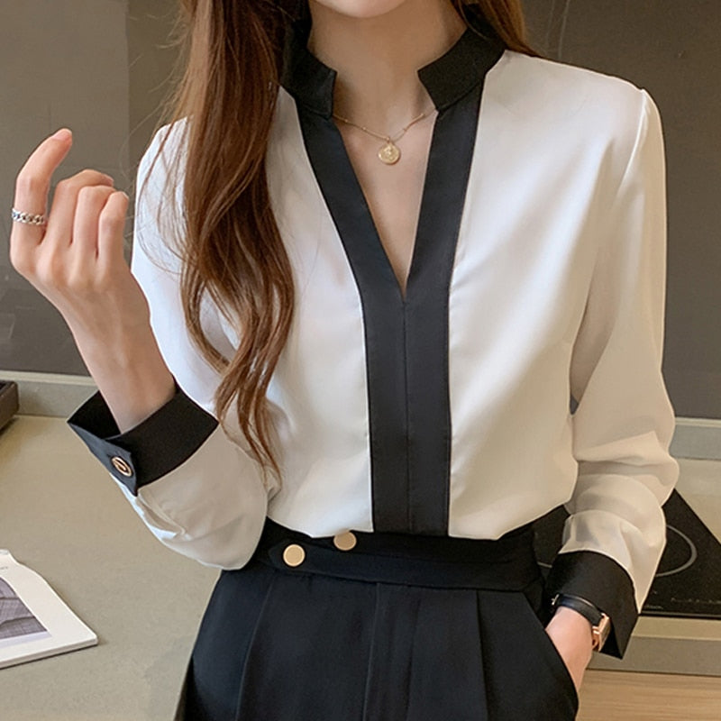 2023 New White Long Sleeve Chiffon Women&