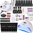 Nail Set Manicure Set With 114W/120W/54W Led Nail Lamp 35000RPM Nail Drill Machine 20/10 Colour Poly Extension Nail Gel Set