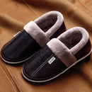 Herrenschuhe 2021 Home Slippers Herren Leder Memory Foam Indoor Hausschuhe für Herren Rutschfeste Warme Winterhaus Erwachsene Pantoffel Plüsch