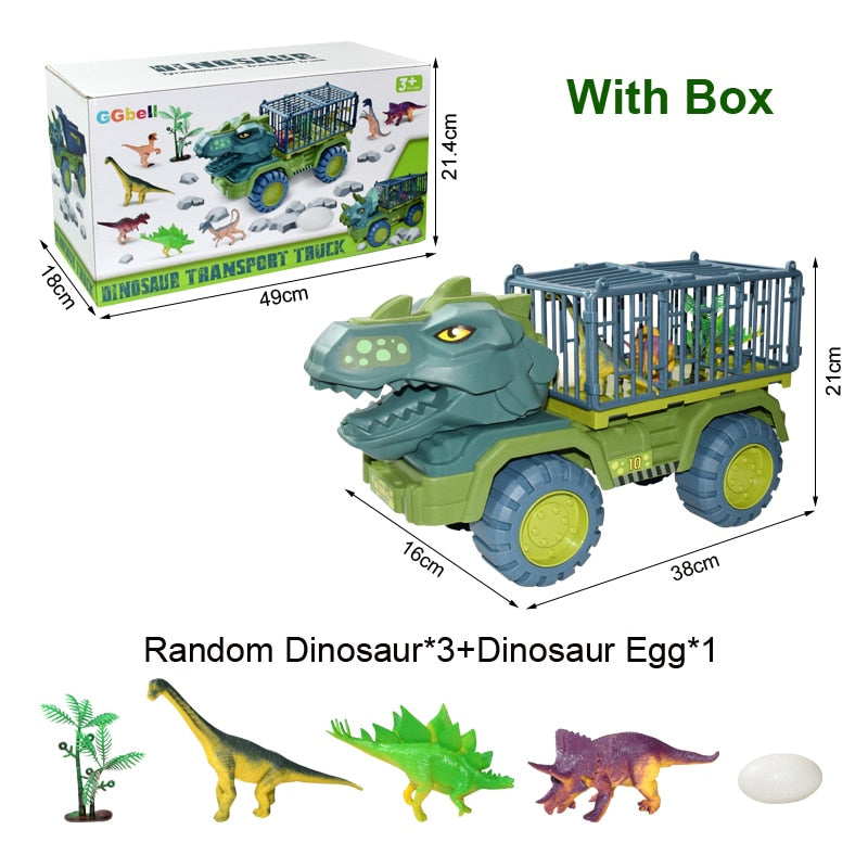 Children Dinosaur Transport Car Toy Oversized Inertial Cars Carrier Truck Toy Pull Back Vehicle with Dinosaur Gift for Kids Boy