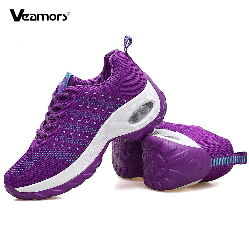 Women Sneakers Mesh Running shoes Ladies Walking Dancing Sport Shoes Outdoor Air Cushion Breathable Footwear Lace up Sneakers