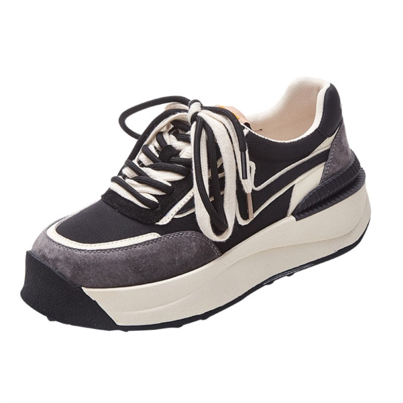 Mr Co Lightweight Thick Sole Casual Shoes Round Nose Ladies Sneakers Trend Ladies Shoes Outdoor Leisure Hiking Women Sneakers