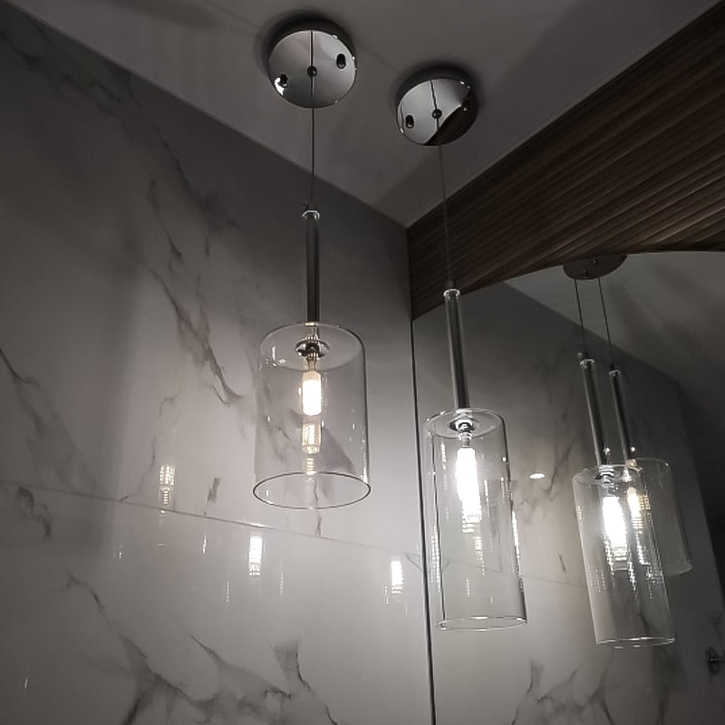 Luces colgantes de cristal modernas Comedor minimalista Bar Baño Dormitorio Lámparas colgantes para techo Mesa de comedor Iluminación colgante