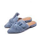 Elegant Ladies Mules Summer Women Slippers Flock Bow-knot Flats Fashion Pointed Toe Ladies Office Shoes Slides Woman Slipper