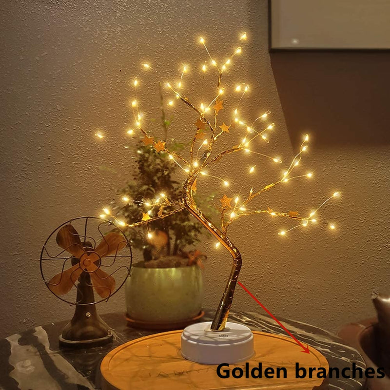 LED Kupferdraht Nachtlicht Baum Lichterkette Heimtextilien Nachtlampe für Schlafzimmer Nachttischlampe USB und batteriebetrieben