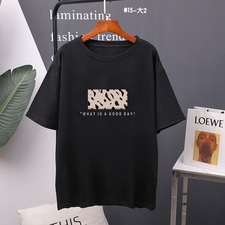 Hirsionsan T-Shirt mit Leopardenmuster für Damen, 100 % Baumwolle, übergroße Gothic-Grafik, weibliche, weiche Oberteile, Harajuku, lose, lässige T-Shirts, Damen