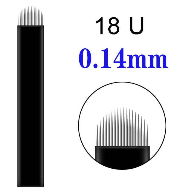 50/100pcs Microblading Needles NANO Black Manual Eyebrow Blades 0.16mm U SHape 12U 14U 16U 18U for Permanent Makeup Supplies