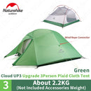 Naturehike Cloud Up Outdoor Campingzelt Ultraleicht 1 2 3 Mann 20D Silica Gel Single Double Persons Zelt Wandern mit gratis Matte