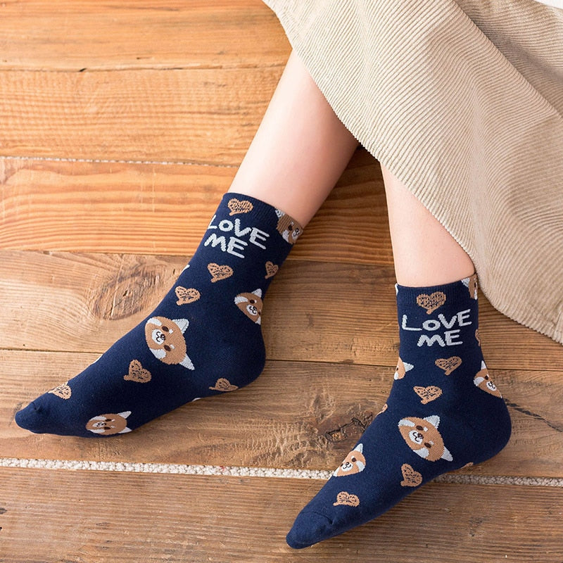 Neue Tierdruck Kawaii süße Socken koreanischen Stil Frauen Cartoon Katze Panda Baumwolle Frau Mädchen calcetines meias mulher skarpety sox