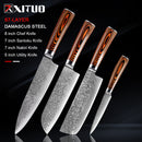 XITUO 1-4-teiliges Küchenmesser-Set aus japanischem Damaststahl, Küchenmesser, VG10, Koch, Ausbeinen, Schälmesser, Santoku, Allzweckmesser, Holzgriff