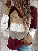 Fitshinling Bohemian Hooded Jumper Sweaters Pullovers Woman Clothes Patchwork Holiday Autumn Winter Pull Vintage Sweater Female