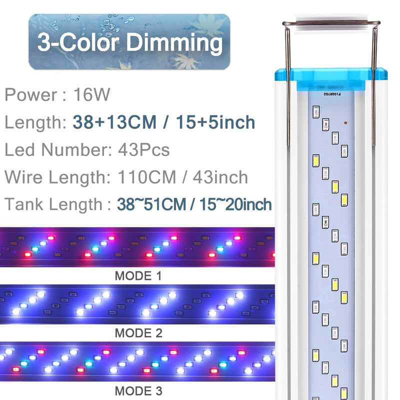 18-75CM Super Slim LEDs Aquarium Lighting Aquatic Plant Light Extensible Waterproof Clip on Lamp For Fish Tank 90-260V