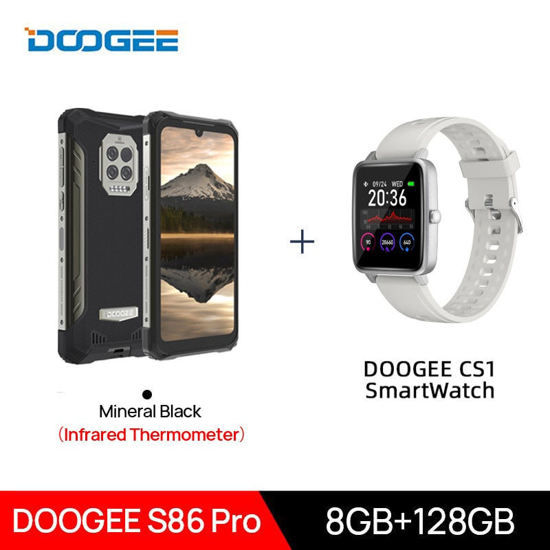 DOOGEE S86 Pro Teléfono inteligente resistente 8GB + 128GB Termómetro infrarrojo Teléfono móvil S86 Smartphone HelioP60 Octa Core 8500mAh