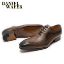 Luxusmarke Herren Oxford Schnürschuhe Schwarz Braun Spitz Zehen Business Hochzeit Echte Lederschuhe für Herren