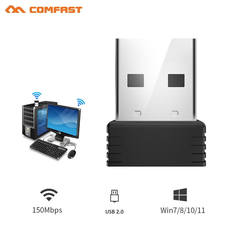 Mini-USB-WLAN-Adapter 802.11b/g/n-Antenne 150 Mbit/s USB-Wireless-Empfänger-Dongle Netzwerkkarte Laptop PC LAN WLAN-Emitter