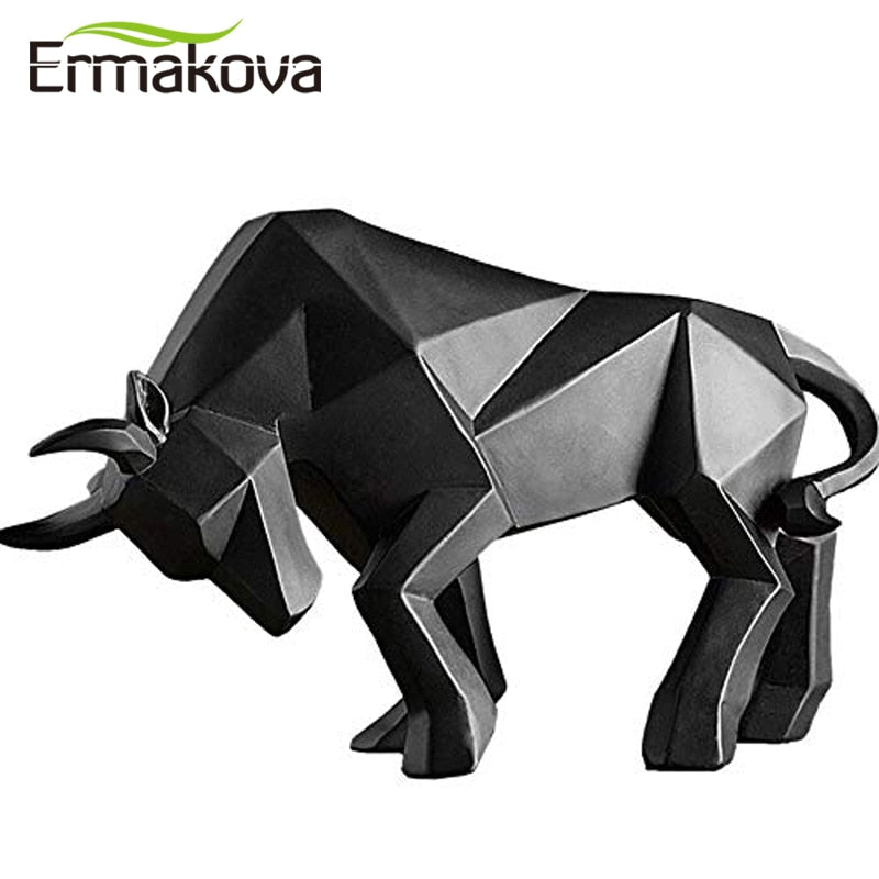 Estatua de toro de resina ERMAKOVA, escultura de bisonte, decoración abstracta de Animal, figurita para habitación, escritorio, decoración del hogar, regalo