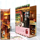 Cutebee DIY Book Nook Miniatures Shelf Insert Bookend Dollhouse Model Roombox Building Kit Wooden Bookshelf Toys Gifts 3D House